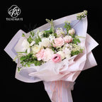 Mother's Day Wedding Graduation Anniversary Birthday Bouquet Waterproof Plastic Wrapped with Art Paper by Florist