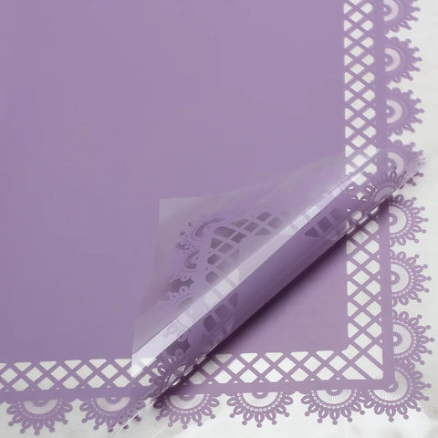 Glass Paper with Petal Lace Design Transparent Plastic Waterproof Flower Paper Single Side Coating Flower Wrapping Paper