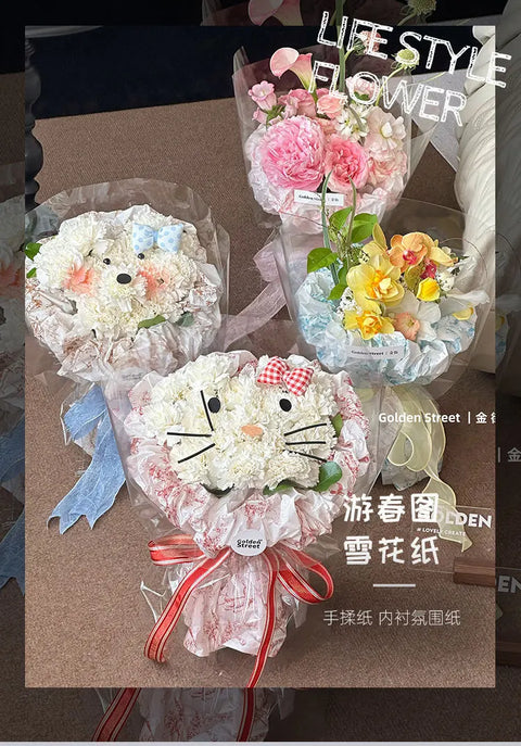 Coated Flower Wrapping Paper DIY with Lining Paper Water-proof & Eco-friendly BOPP Material Paper