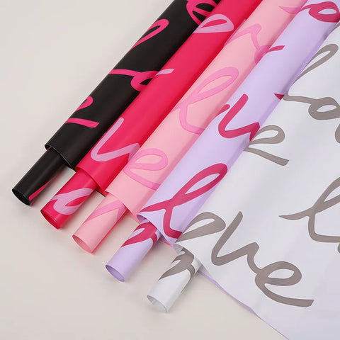 Valentine's Day Big Love Flower Wrapping Paper Bouquet Waterproof DIY Material Rose Packaging for Flower Shop Wholesale