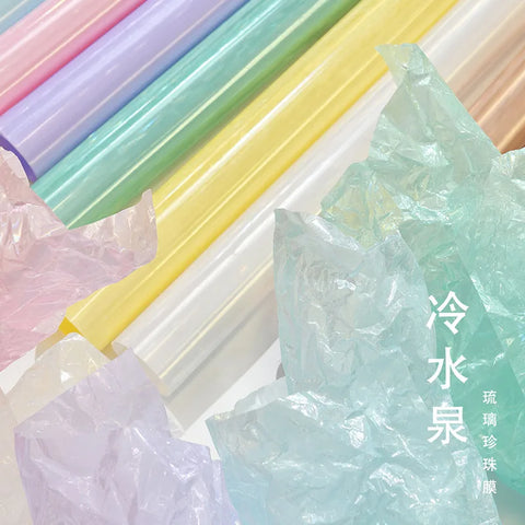 Custom High-End Thickened Waterproof Pearlescent Glass Film Coated Flower Bouquet Wrapping Paper