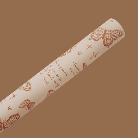 Butterfly Pattern Flower Wrapping Paper Double-Sided PE Coated Recyclable 57x57cm Florist Bouquet Gift Wrap for Packaging New