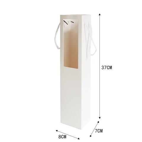 Disposable Solid Color Single Rose Gift Bag Transparent Window Square Matte Laminated Paperboard Folders Custom Logo Bouquet