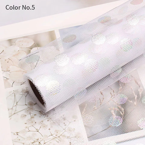 Colorful Wave Dot Flower Arrangement Packaging Mesh Single Side Coated Flower Yarn for Bouquet Packaging
