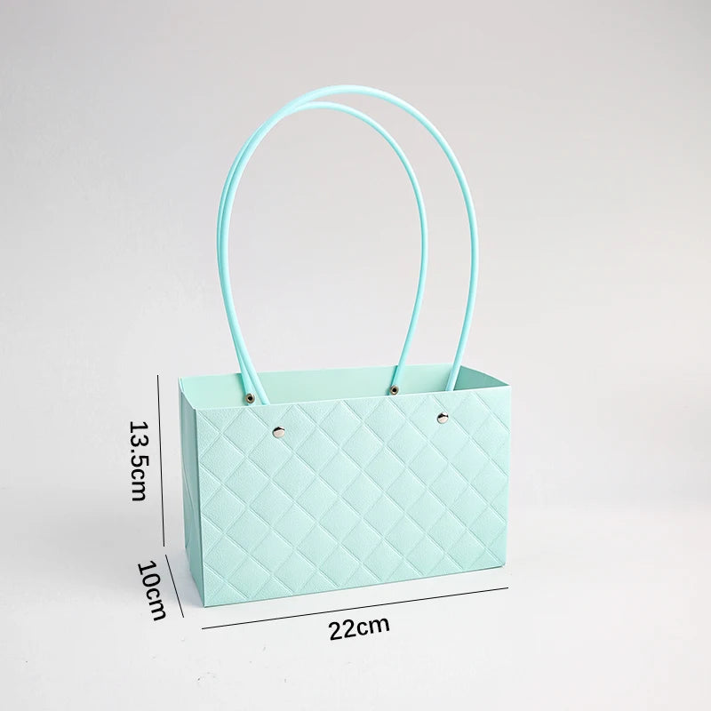 Macaron-Colored Rectangular Tote Single-Sided PE Coating Waterproof Diamond Embossed Flower Craft Paper Packaging Box