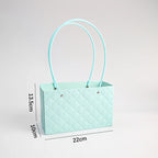Macaron-Colored Rectangular Tote Single-Sided PE Coating Waterproof Diamond Embossed Flower Craft Paper Packaging Box