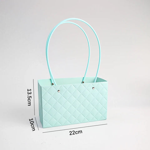 Macaron-Colored Rectangular Tote Single-Sided PE Coating Waterproof Diamond Embossed Flower Craft Paper Packaging Box