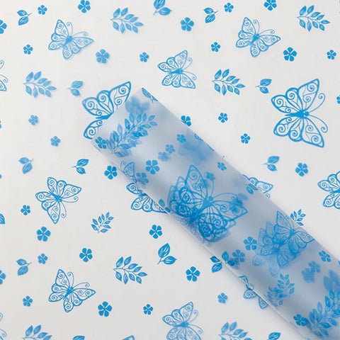 Butterfly Printed Flower Wrapping Paper PE Coated Art Paper Waterproof 57*57cm Custom Birthday Wedding Gift Wrapping