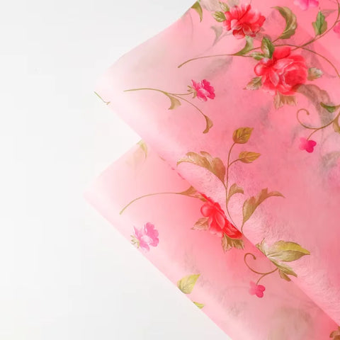Waterproof Eco-Friendly Recyclable Korean Printed Pearlescent Film Floral Bouquet Wrapping DIY Customized pink Packing Paper