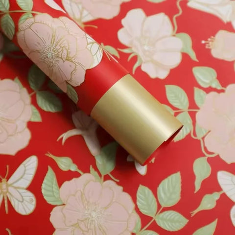 Chinese Eco-Friendly Vintage Style Camellia Flower Wrapping Paper Single-Sided Coated Water-proof Recyclable 58x58cm for Florist