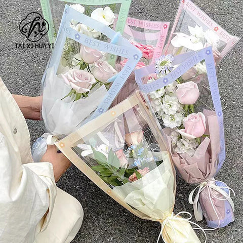 Multi-piece Transparent Waterproof Flower Packaging Bag Virgin Pulp Style with PE Coating for Gift Shop Use
