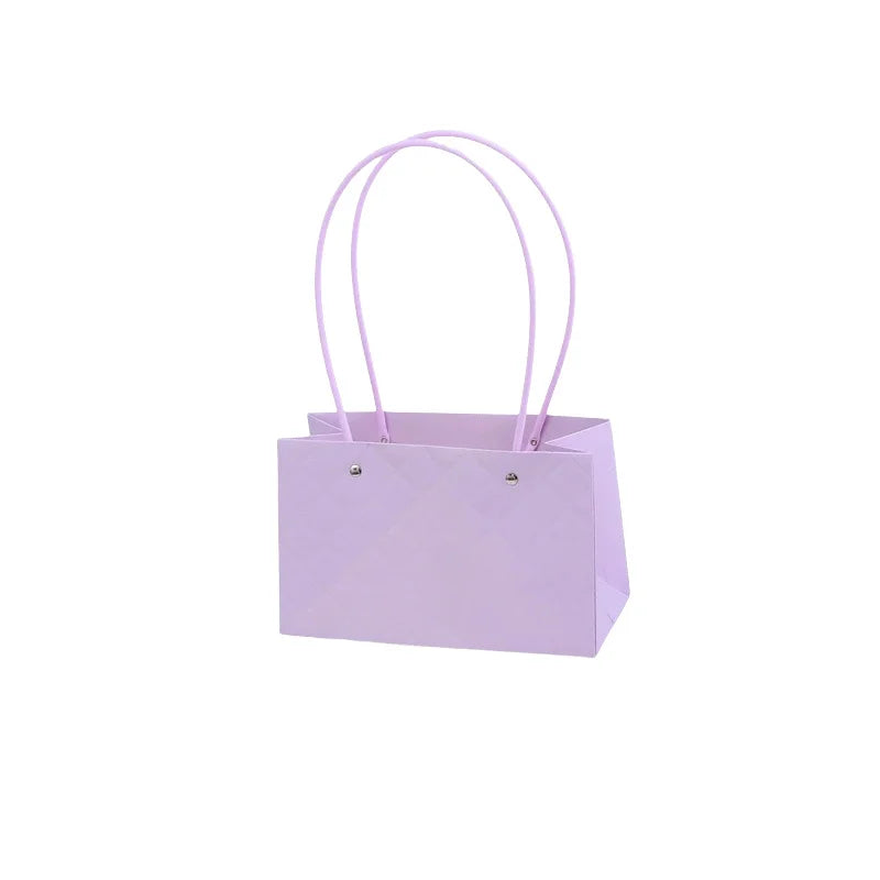 Macaron-Colored Rectangular Tote Single-Sided PE Coating Waterproof Diamond Embossed Flower Craft Paper Packaging Box