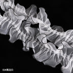 Wave Edge Flower Wrapping Mesh Paper Black Floral Bouquet Packing Made Durable Polyester for Gift Wrapping