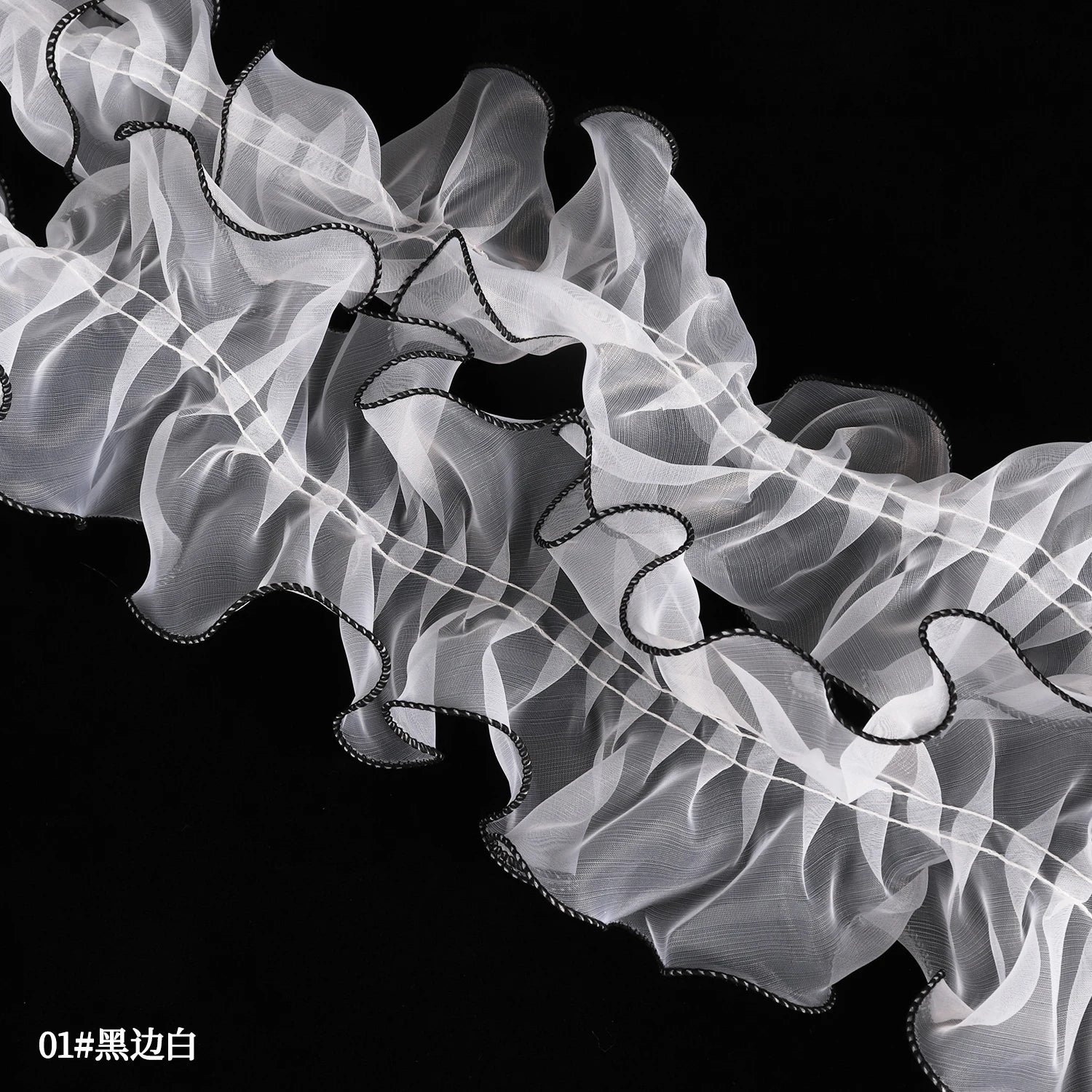 Wave Edge Flower Wrapping Mesh Paper Black Floral Bouquet Packing Made Durable Polyester for Gift Wrapping