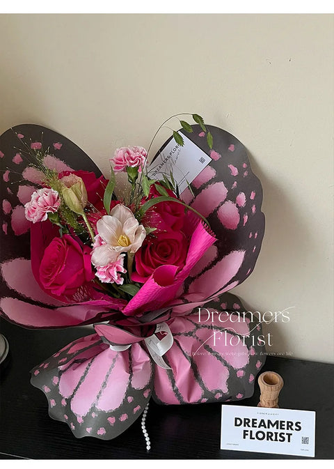 Mother's Day DIY Fresh Flower Bouquet Gift Packaging Colorful Butterfly Fenghua Paper Wrap Coated Materials