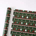 Christmas Floral Unique Gift Wrapping Paper Waterproof Reindeer Red Green Flower Patterns Single Side Coating