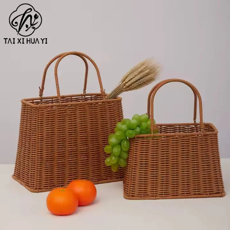Handmade New Flower Decorative Woven Basket with Handle for Food or Gifts Premium Packaging & Printing Product Secondary image