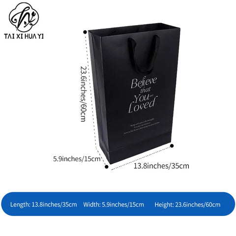 Valentine's Day Square Oversized Tote Ins-Inspired Flower Bouquet Wrapping Bag Lamination White Luxury Eco-Friendly Gift