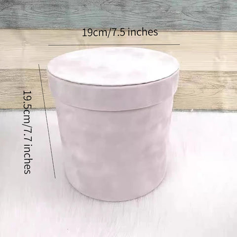 Set of 3 Velvet Round Cylinder Rigid Boxes Floral Shop Supplies for Fresh Flowers Bouquet Packaging Holiday Gift