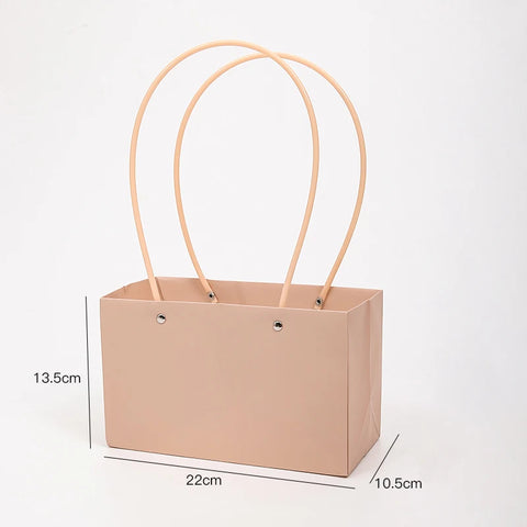 Waterproof Rectangular Flower Box Small Paper Bag with Handle Candy Color Bouquet Packaging Gift Box Tote Box for Flowers Candy