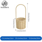Portable Outdoor Picnic Basket Home Decorative Storage Woven Flower Pot Hand-Held Rattan Wicker Accompanying Floral Gift Basket