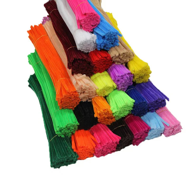 Creative 100-Piece Waterproof Elastic PVC Pipe Chenille Stem Handmade DIY Art Craft Project Pipe Cleaner Fuzzy Sticks Wire Craft