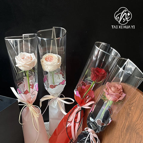 Transparent Border Crystal Paper Waterproof Coated Bouquet Wrapping Paper for Flower Arrangement