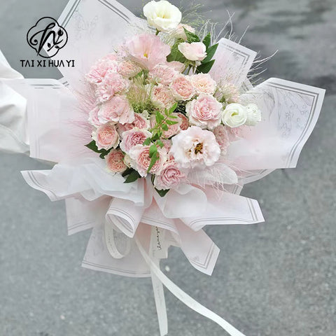 Flower Wrapping Stretch Film Heart-shaped Pattern Waterproof Anti-curl Translucent Valentine's Day Gift Craft