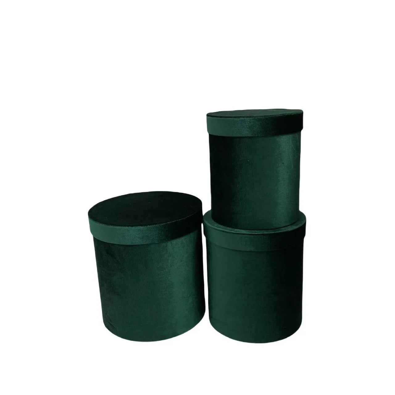 Set of 3 Velvet Round Cylinder Rigid Boxes Floral Shop Supplies for Fresh Flowers Bouquet Packaging Holiday Gift