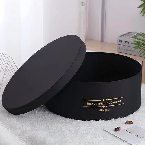 Wholesale Large Size Round Hat Box for Hat Sets Floral Bouquet Box Round Rose Gift Flower Boxes With Gold Foil Stamp Logo