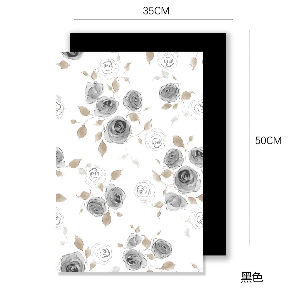 Eco-Friendly Recyclable Floral Wrapping Paper Simple Rose Bouquet Waterproof Single-Sided Coating Offset Printing Compatible New