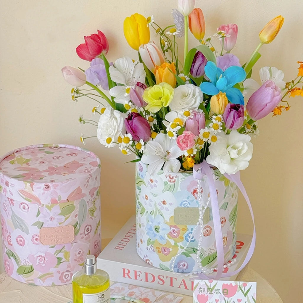 Portable Spring Broken Flowers Bucket Sweet Flower Blossoms Bouquet Arrangement Box Durable Paper Main image