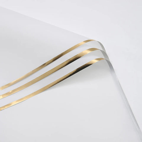 58*58cm Virgin Art Paper Roll Golden Edge Waterproof PE Coating Plastic Floral Gift Wrapping Packaging Florist