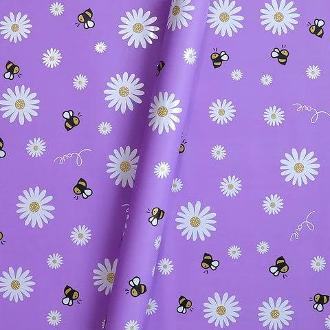 Single-Sided PE Coating Bee and Sunflower Pastel Ins Style Floral Wrap Paper Waterproof Craft Paper for Shop Supplies