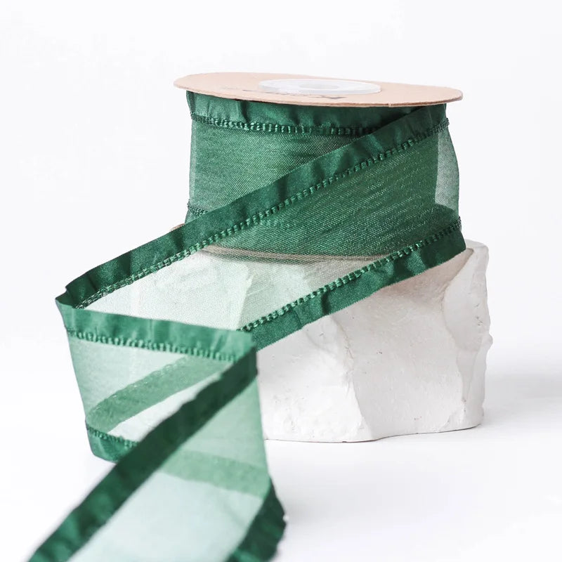 Meteorite Lime Luxury DIY Flower Satin Gift Packaging Clothing Collar Folded Skirt Edge Ribbon Accessories Christmas Wedding