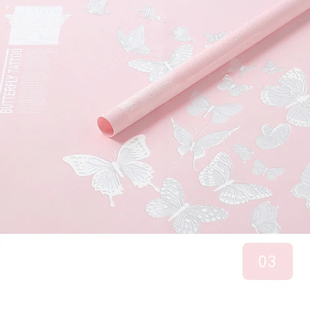 Butterfly Dance Floral Flower Art Wrapping Paper 58x58cm Recyclable PVC Coated Jelly Film Bag with Custom Options