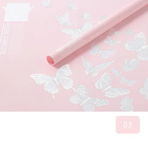 Butterfly Dance Floral Flower Art Wrapping Paper 58x58cm Recyclable PVC Coated Jelly Film Bag with Custom Options