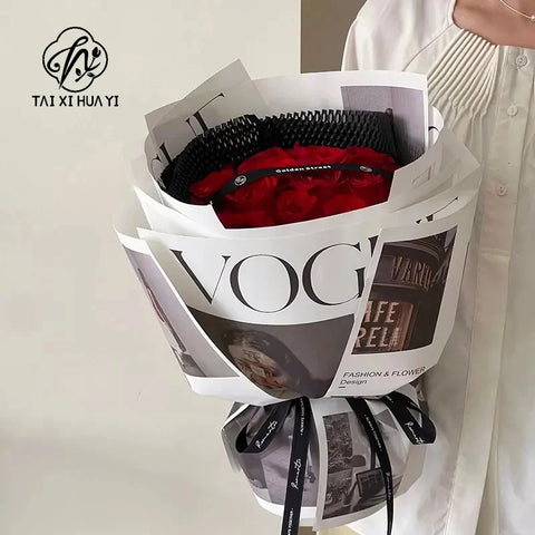 Pictorial Style DIY Material Fashion Cover Flower Kraft Paper with Single-sided Coating for Packaging