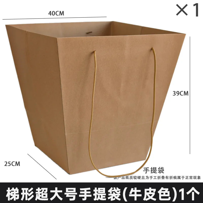 Portable  Paper Trapezoidal Hand-held Flower Bouquet Packaging Inner Liner and Fixed Rose Hugging Bag with Waterproof Feature
