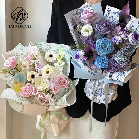 Qixi Wave Gauze Fresh Bouquet Packaging Materials Korean Wave Design Pleats Single Side Coated Eco-Friendly Water-proof