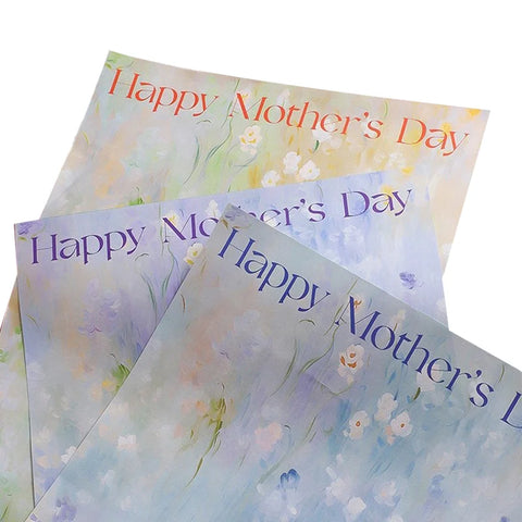 Oil Painting Coated Paper Single-sided Flower Design for Mother's Day Packaging Flower Paper Maker