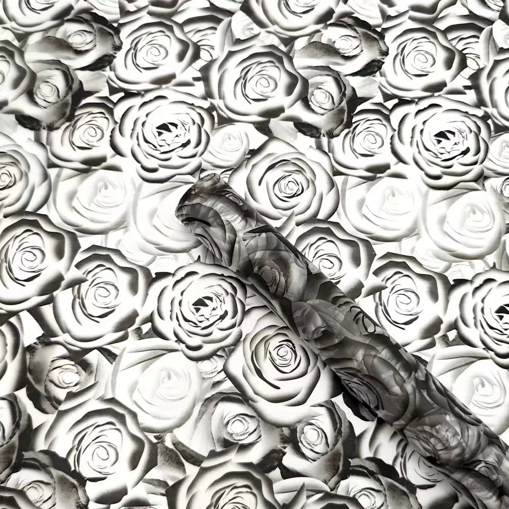 Virgin Pulp Style Rose Printed Waterproof Flower Wrapping Paper 6 Colors Paper Roll Florist Shop Material