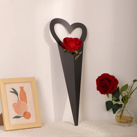 Eco-friendly Elegant Single Rose Waterproof Kraft Paper Bag Wedding Bouquet Packaging for Valentine's Day