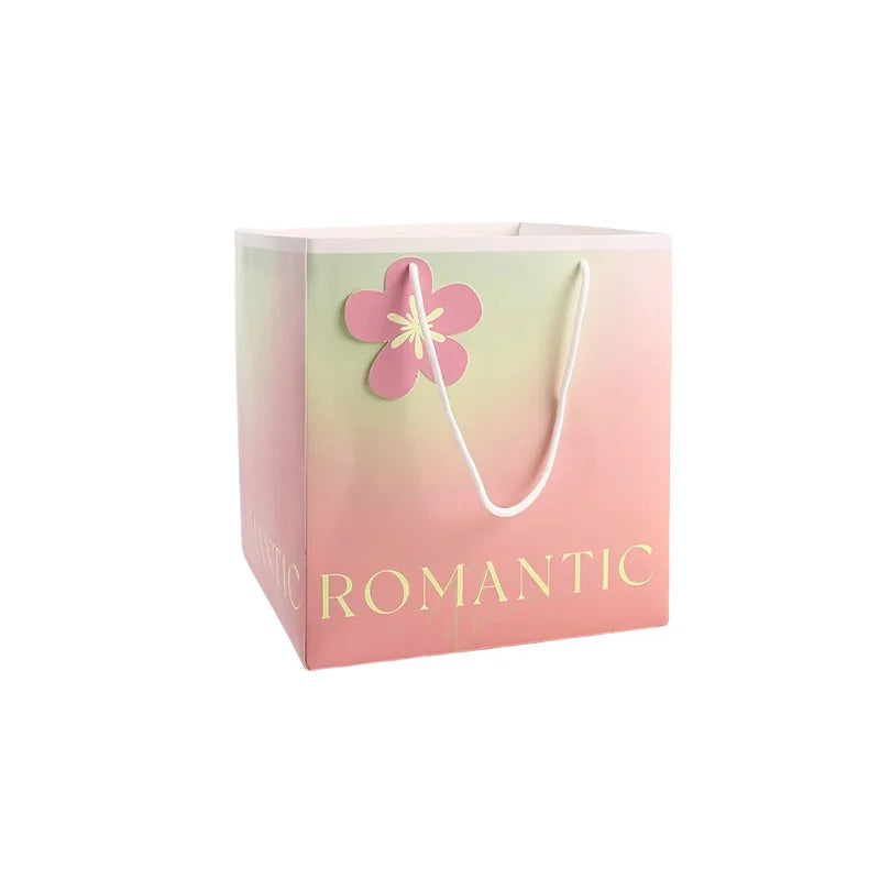 Colorful Square Eco-friendly Recyclable Flower Bouquet Handbag Packaging Kraft Paper for Valentine's Day Mother's Day Gifts Main image