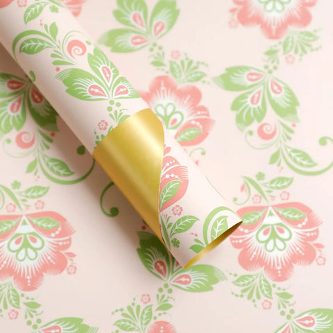 Colorful Flower Pattern Printed PE Coated Virgin Pulp Waterproof Flower Wrapping Paper for Florist Supplies
