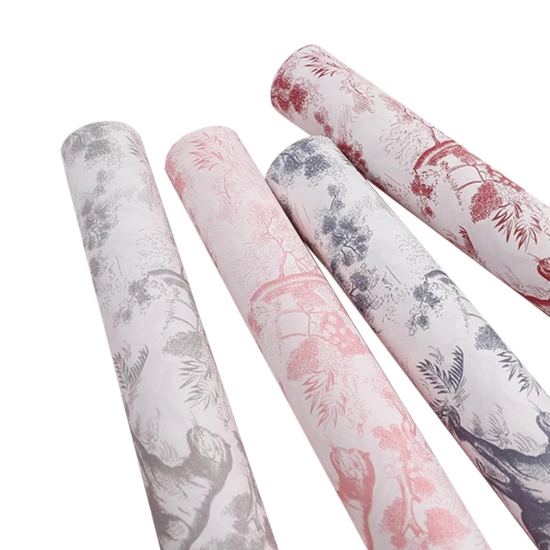 Retro Style Floral Bouquet Packaging Paper 35*50cm PE High Gloss Surface Soft Waterproof for Flower Shop