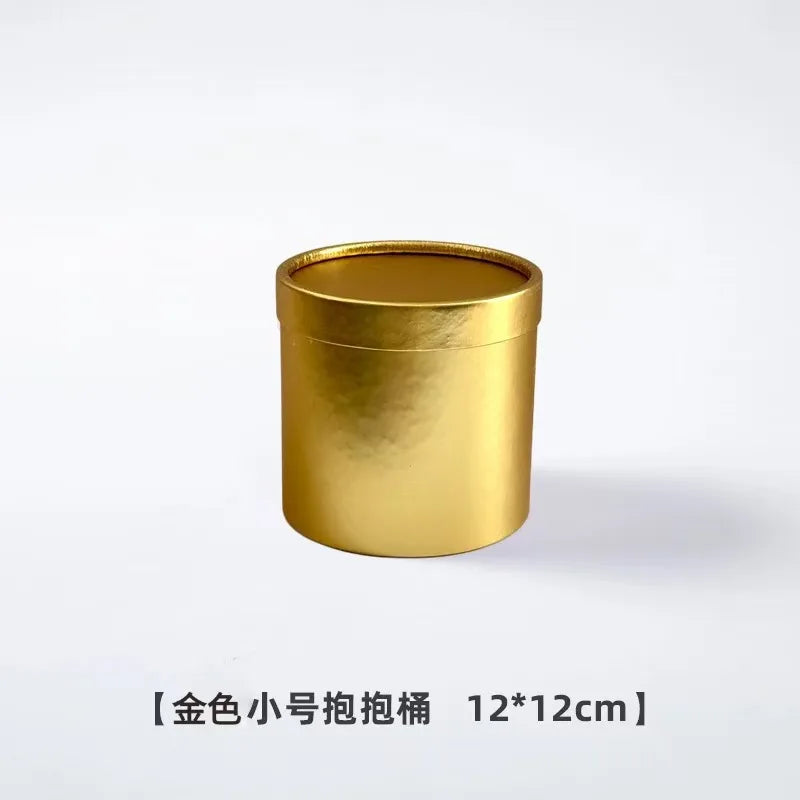 Portable and Waterproof Biodegradable Kraft Paper Flower Box Handheld Round Cylinder Packaging for Fashionable Gifts