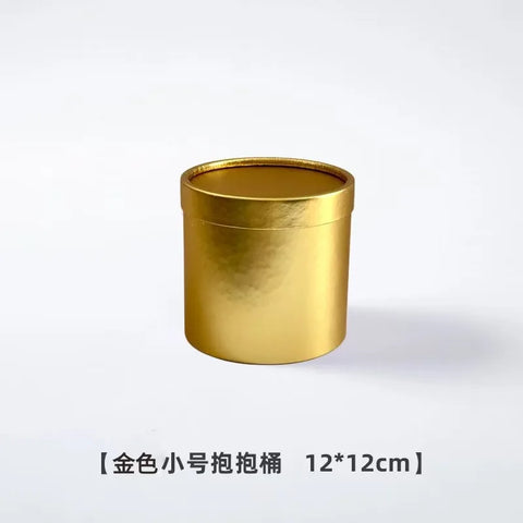 Portable and Waterproof Biodegradable Kraft Paper Flower Box Handheld Round Cylinder Packaging for Fashionable Gifts