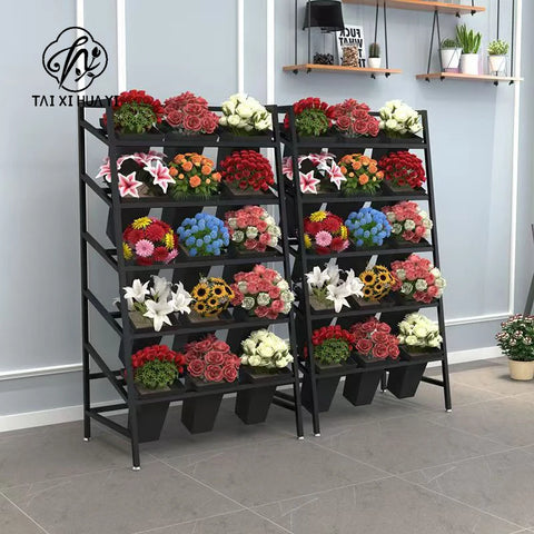 Multi-layer Durable Iron Art Flower Bucket Display Stand Home & Garden Shelf for Waking and Growing Flowers Wedding Shelf