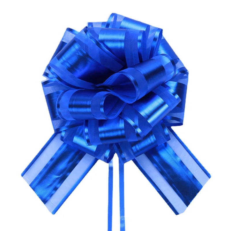 Matte Metallic Organza Pom Pom Pull Bows Floral Gift Wrapping Ribbon for Christmas Weddings Birthdays and Valentine's Day